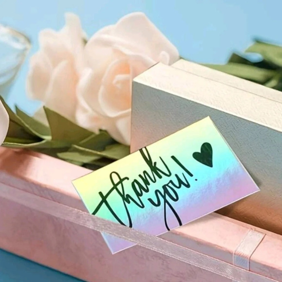 NEW Holographic Business Thank You Cards 50 PCS Shipping Packages Small Business - Picture 3 of 3
